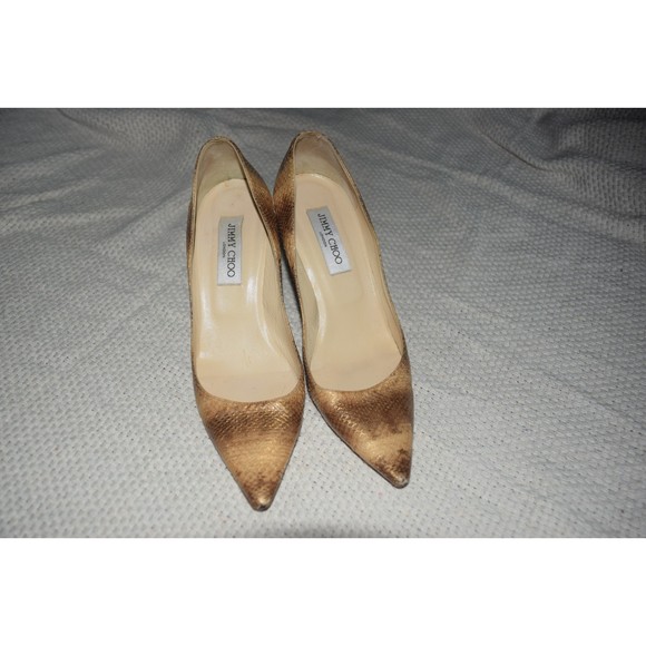 Jimmy Choo Shoes - Jimmy Choo Pointed Snake Skin Heels Tan Stiletto Size 38 US7.5